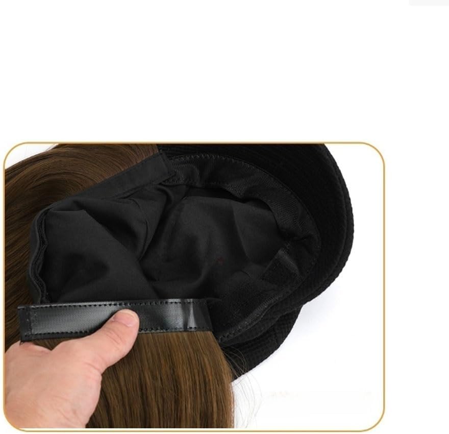 Hat Wig Wig Hat Removable Hat Wig Adjustable Removable Wig Hat Women's One-Piece Fashionable Short Straight Hair Octagonal Hat Wig Caps for Women (Color : C)