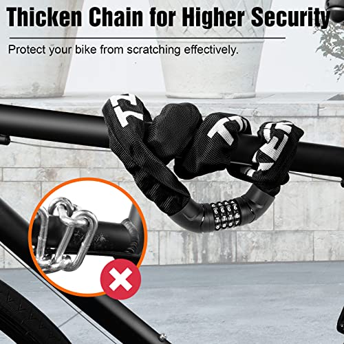 Titanker Bike Chain Lock, Bike Locks Security Anti-Theft Resettable Combination Bicycle Chain Lock 3.3 Feet Bike Locks For Bike, Motorcycle, Bicycle, Door, Gate, Fence, Grill (6Mm Thick Chain) #TOP2