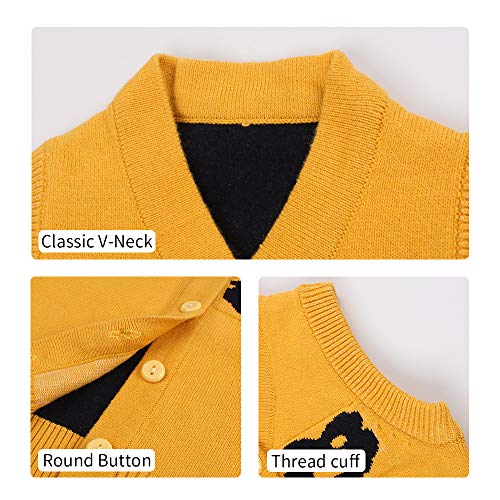 Suéter de malha de urso de algodão para bebês sem mangas, gola em V, suéter casual para recém-nascid