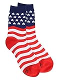 Luxury Divas Red White & Blue Patriotic American Flag Womens Crew Socks