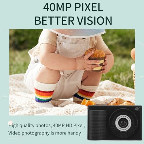 Câmera Digital 1080P Com tripé, Câmera Portátil Compacta de Apontar e Disparar, Filmadora de Gravaçã