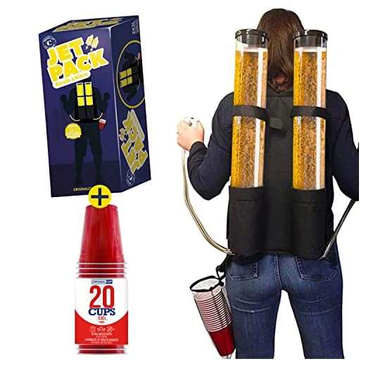 Double Girafe à Bière Jet Pack + 20 Red Cups 53cl | Distributeur Boisson | Sac à Dos | Qualité Premium | 2 Réservoirs | 2 x 3L de Boisson | 2 Tireuses à Bière | Apéro | House Party | OriginalCup®
