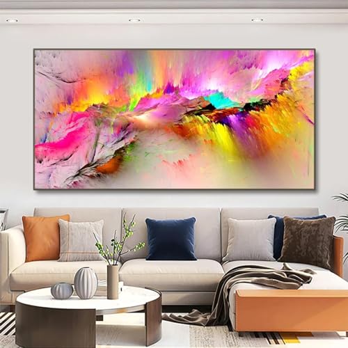 Peinture abstraite colorée nuage rose pour créer une ambiance sereine chez soi