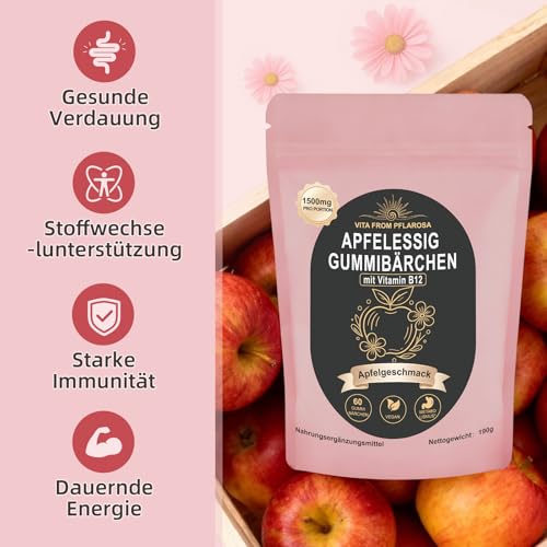 Apfelessig Gummies für Frauen – Feminine Balance Gummies mit Vitamin B12 & Vaginal Probiotics – Unterstützt Energie… – Ansicht 5