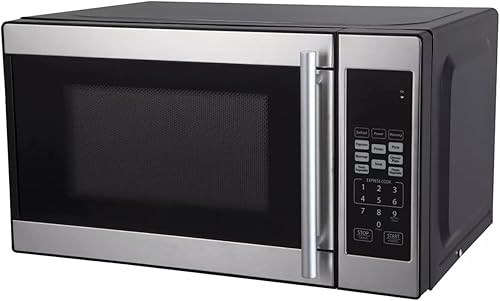 POLG Horno microondas de 700 W de 0.7 pies cúbicos - Negro, cuenta con pantalla digital de hora y 6 ajustes de un solo toque, un arranque rápido de