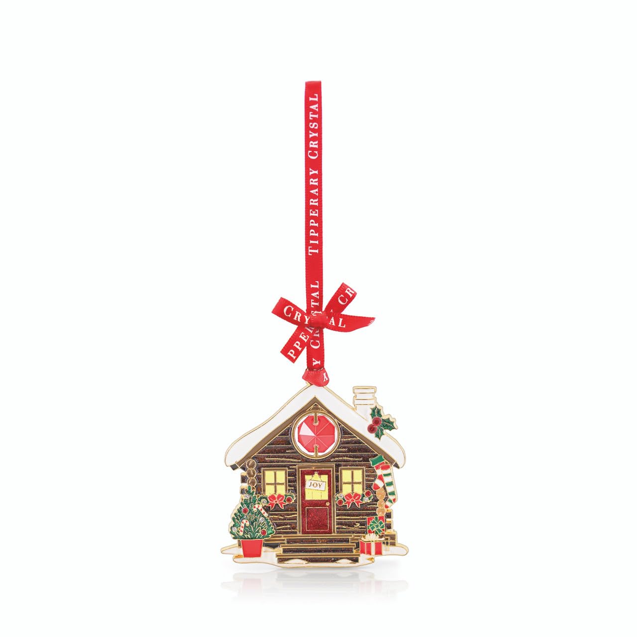 Tipperary Crystal Gems Christmas Home Decoration – Luxury Festive Metal Hanging Ornament with Red Ribbon & Gift Box – Collectable Keepsake Bauble for Christmas Trees & Seasonal Décor