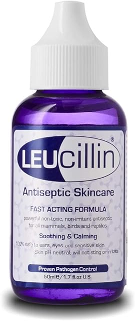 Leucillin Natural Antiseptic Dropper | Antibacterial, Antifungal & Antiviral | Ear Drops & Eye Drops for Dogs, Cats & All Animals | for All Skin Care Health | 50ml