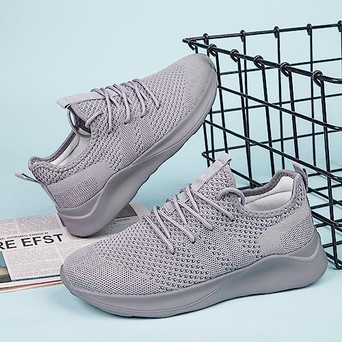 Image of Womens Walking Shoes Lightweight Comfortable Fashion Gym Running Sneakers Non Slip Breathable Workout Tennis Shoes Light Gray 7.5