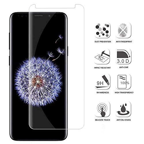 Image of uv tempered glass for samsung galaxy s8 / samsung galaxy s9 advanced border less full edge to edge full screen coverage full screen coverage uv screen protector guard with installation kit - pack of 1