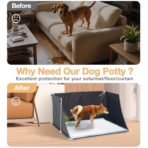 Image of A.FATI Dog Litter Box with High Walls, Foldable Dog Pee Pad Holder for Puppy Training Pee (with Trays)