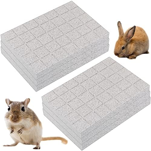 Wettarn 6 Pcs Rabbit Scratching Foot Pads Bunny Grinding Claw Pads Small Animals Lava Grinding Teeth Stone Guinea Pig Scratch Board Chew Toy for Gerbil Chinchilla Ferrets, 8.66 x 5.9 x 0.98 Inches