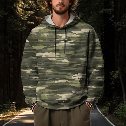 Oversized Camo Hoodies for Men Fleece 2025 Fall Camouflage Sweatshirts Long Sleeve Outdoor Pullover Hoodie with Pocket4