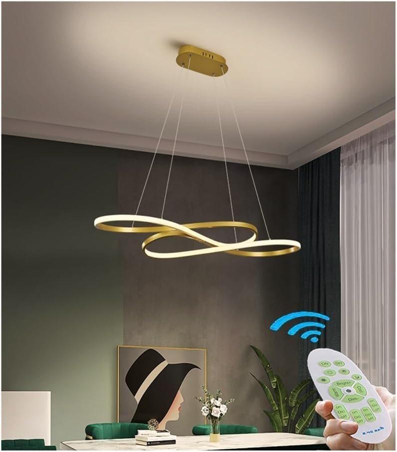 Lustre Suspension Linéaire Led Moderne Or Dimmable Haute Qualité pour Salon