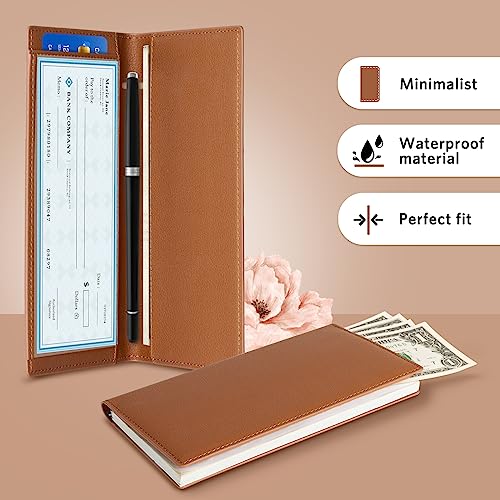 Image of CoBak Checkbook Cover for Women & Men - PU Leather Case with RFID Blocking | Classic Design Check Book Holder for Personal and Business