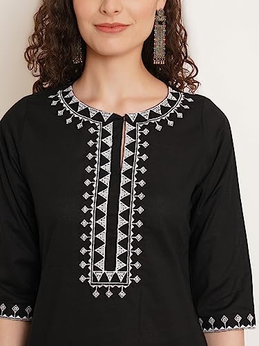 Image of Pure Cotton Embroidered Women Kurta and Pant Set