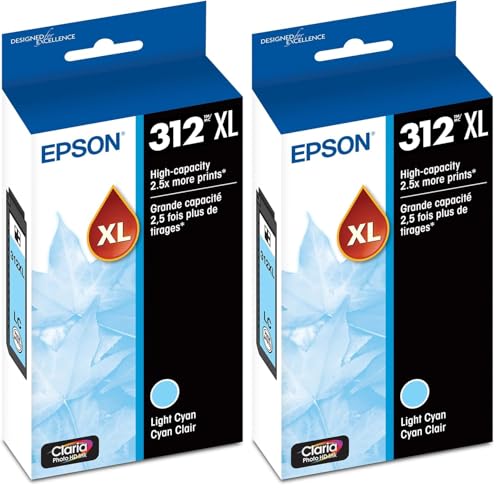Image of Epson T312 Claria Photo HD -Ink High Capacity Light Cyan -Cartridge (T312XL520-S) for Select Expression Photo Printers (Pack of 2)