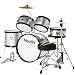 Mendini by Cecilio 16 inch 5-Piece Complete Kids / Junior Drum Set with Adjustable Throne, Cymbal, Pedal & Drumsticks, Metallic Silver, MJDS-5-SR