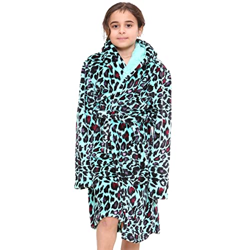 A2Z 4 Kids Sanft Leopard Druck Bademantel Dressing Kleid Nachtwäsche Vlies Vermummt Strand, Baden - Bathrobe 154 Mint 7-8 Cover