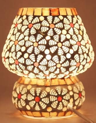 ZSQUAREHP Mosaic Style Dome Shaped Glass Table Lamp (Multicolour)