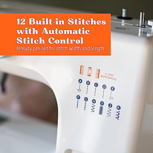 The Believe Beginner Sewing Machine By American Home Makes Sewing For Beginners Easy On Portable Small Sewing Machine With 12 Built-In Stitches, Automatic Stitch Control Plus Fun Decals, Ah600 #TOP3