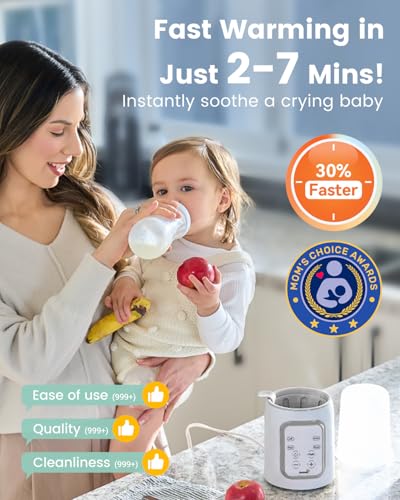 Grownsy Bottle Warmer 10-in-1 Fast Baby Bottle Warmer and Steriliser, for All Bottles, Milk Warmer for Breastmilk or Formula, BPA-Free, Smart Temperature Control and Automatic Shut-Off