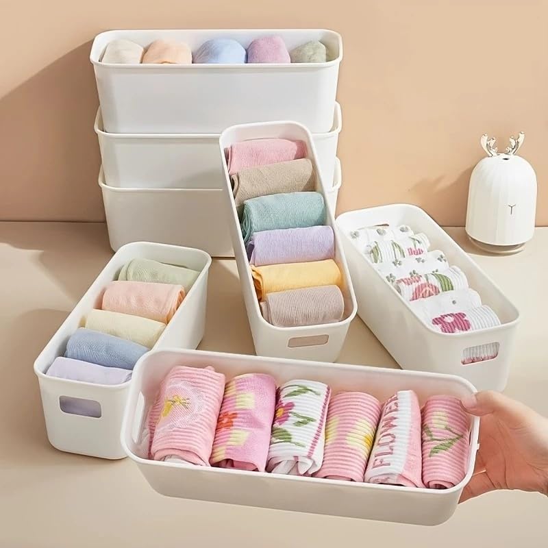 Image of Multipurpose Plastic Storage Box Organizer - Slim Drawer Organizer Bins for Kitchen, Bathroom, Desk, Makeup, Stationery, Toys & Home Storage (8)
