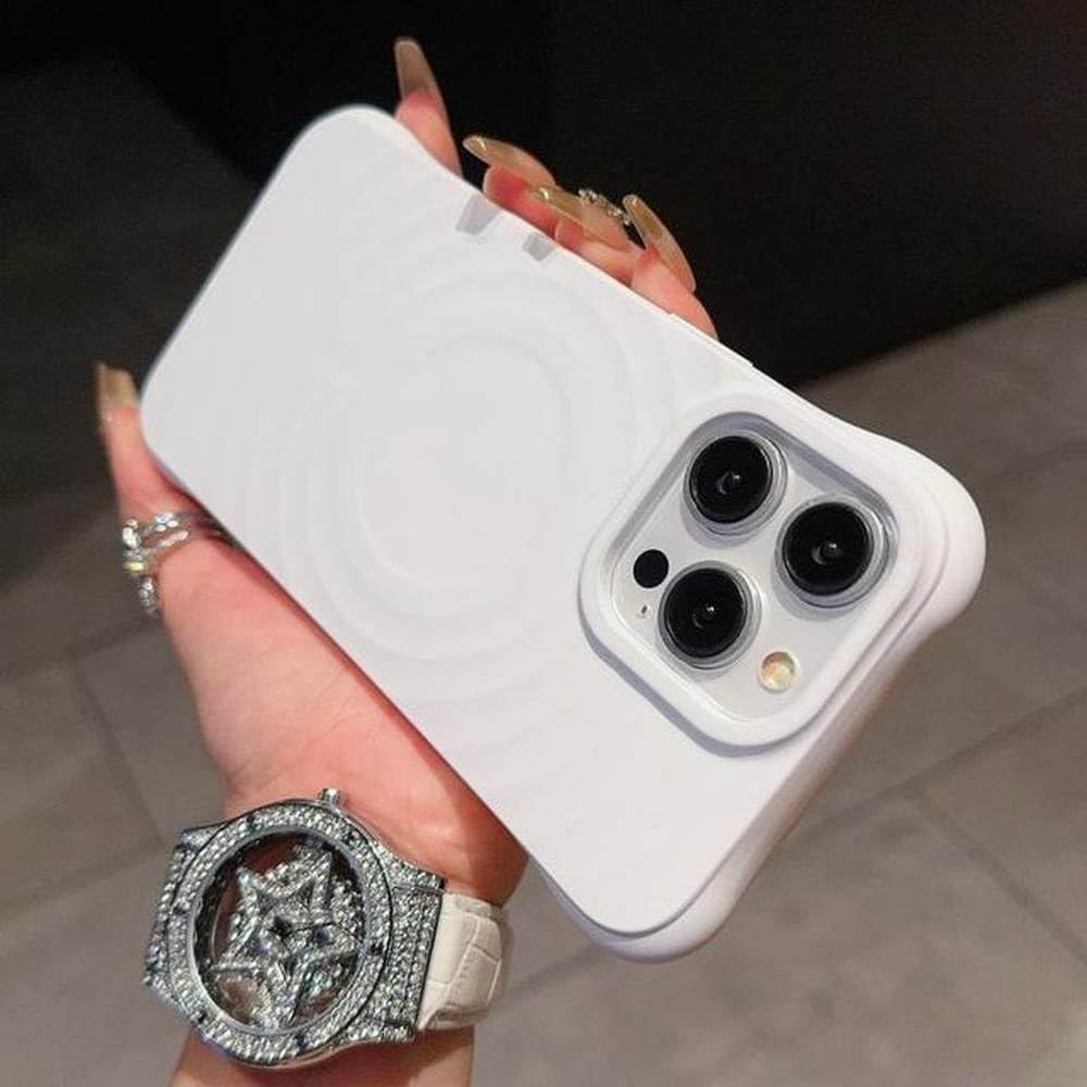 Coque silicone liquide pour iPhone 15 14 13 Pro Max avec protection magnétique blanche - 6