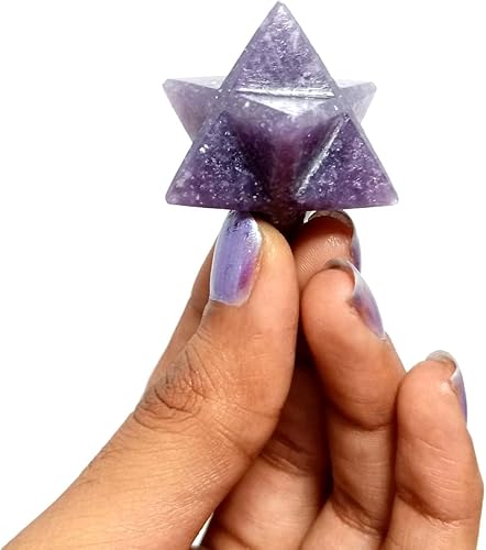 Miniatura 8 de Jet Energized Lepidolite Star Merkaba - Terapia de cristal internacional Jet de 1 pulgada, 40 páginas, tratamiento de equilibrio de chakras, la