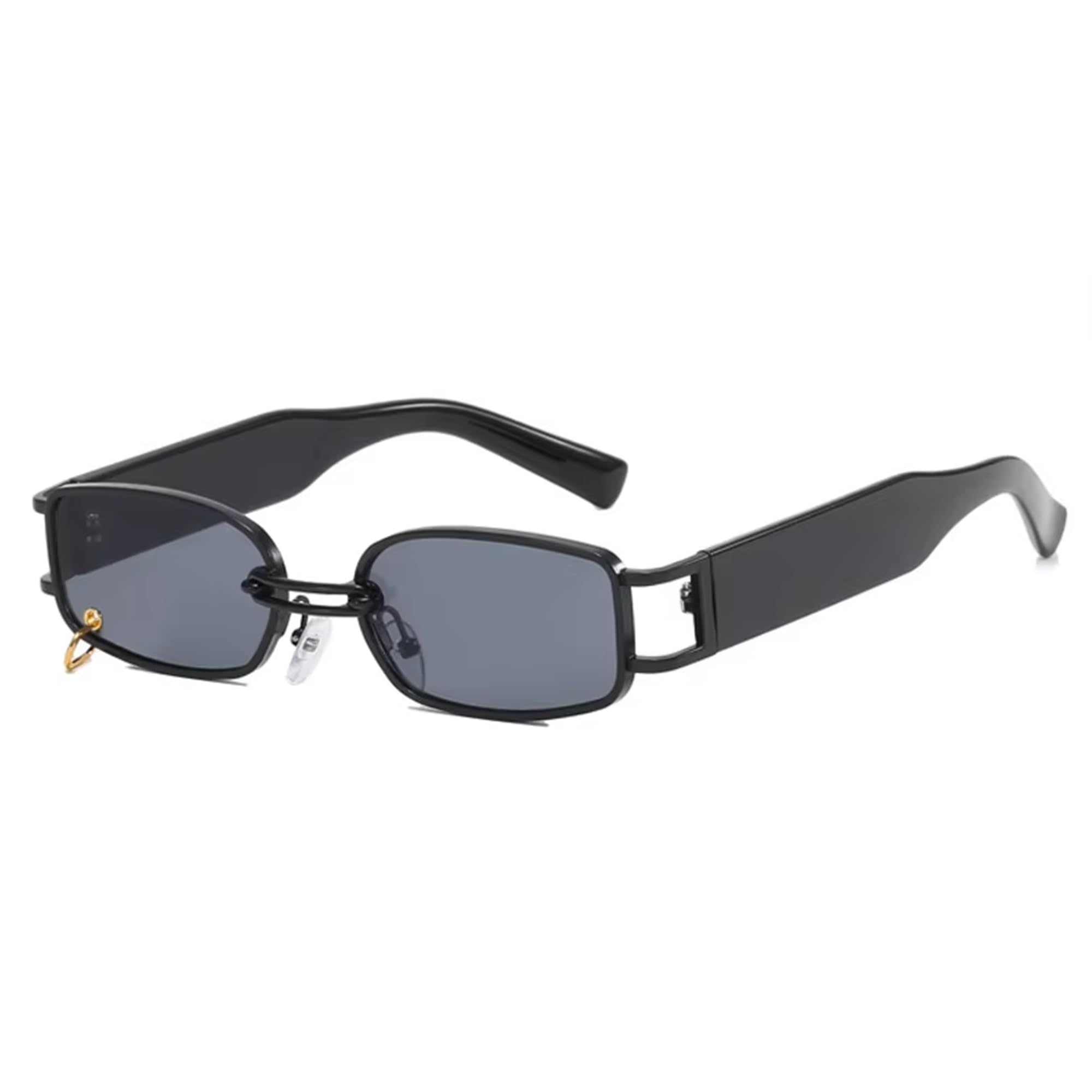 Retro Rectangular Metal Unisex Sunglasses UV 400 Protected Medium Size (215)-image-28