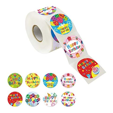 500 Pegatinas Adorables de Feliz Cumpleaños con Línea Perforada Cover
