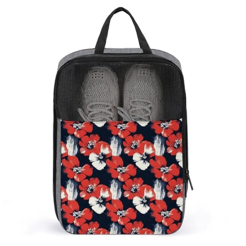 Sac à chaussures de golf pour voyage à imprimé floral rouge pour valise