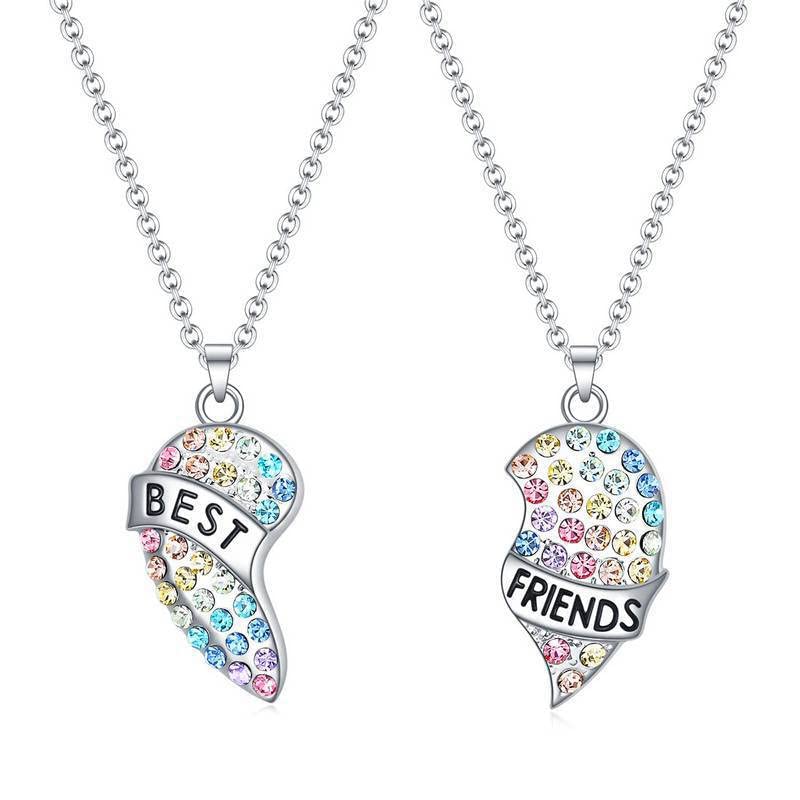 2 Pièces D'amitié Collier Bff Pendentif en Forme de Coeur Collier Amitié Ensembles pour...