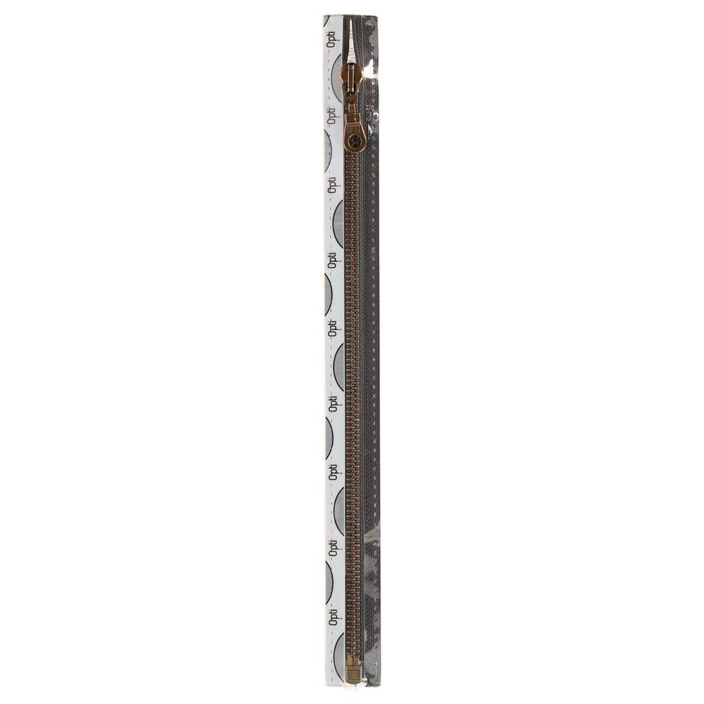 Opti Zip Fastening, 51% polyacrylic, 49% Cotton, # 00001 Grey, 40 cm, #00001 Grey