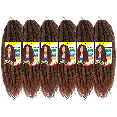 Afro Kinky Marley Braids Hair Extensions Kanekalon Synthetic Twist Crochet Braiding Hair 18 inches (14"6pieces, T30)