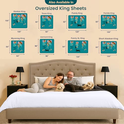 Image of SGI Bedding 108 inch W x 108 inch L 4Pc Alaskan King Sheet Set 100% Egyptian Cotton - 600 Thread Count, Fits 12 inch Deep Pocket - Soft Breathable Oversized Sheets, for Extra Large Beds - White