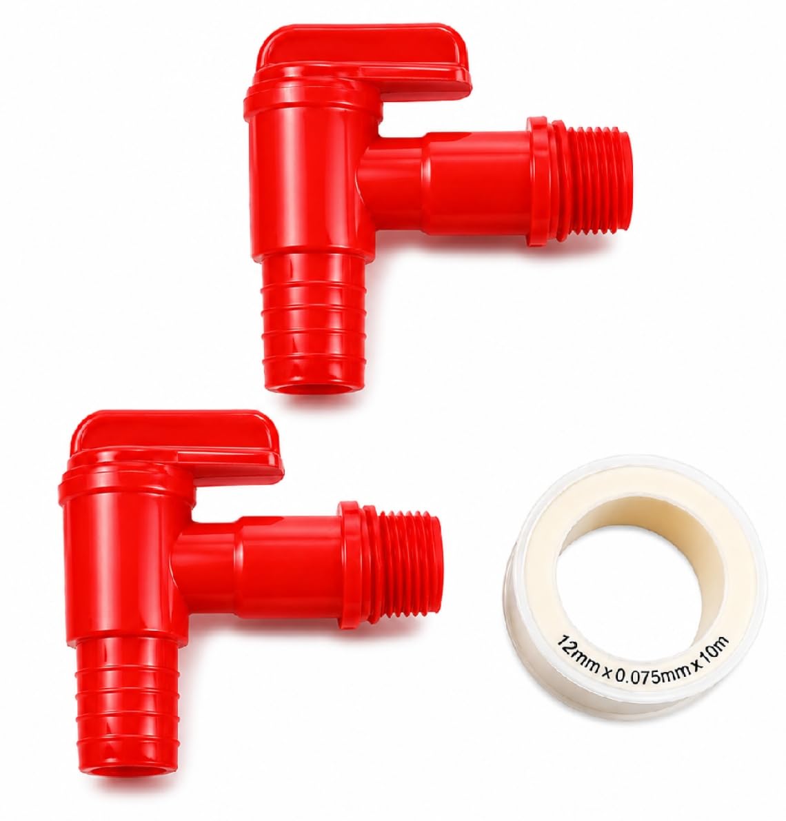 15mm Plastic Nozzle Tap with PTFE Thread Seal Tape (Pack of 2 + PTFE Tape) | Leak Proof, Rust Proof, Virgin Plastic, Water Tank & Garden Use, Easy Turn-image-48