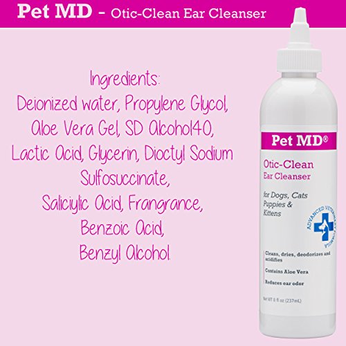 image for Pet MD Otic Clean Dog Ear Cleaner for Cats and Dogs - Effective Agains