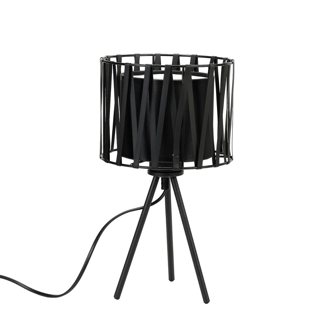 Lampa stołowa czarna oświetlenie, wysokość 35 cm, okrągła, stylowa lampa LUND nowoczesna Tripod, lampa stołowa