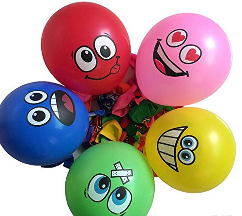 Geefia 100PCS 12 Inch Emoji Balloons Smiley Face Expression Balloons Assorted Cartoon Latex Balloons for Parties, Birthdays, and Events Random Delivery