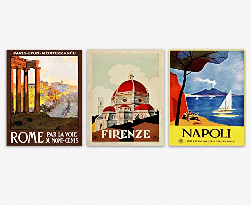 Décoration murale Italie de qualité supérieure : triptyque contemporain de 50x70 cm pour maison