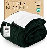 Utopia Bedding Sherpa Blanket Full Size (Forest Green, 90x84 Inches) - Soft Lightweight Plush Fleece Reversible Blanket for Bed, Sofa, Couch, Camping and Travel