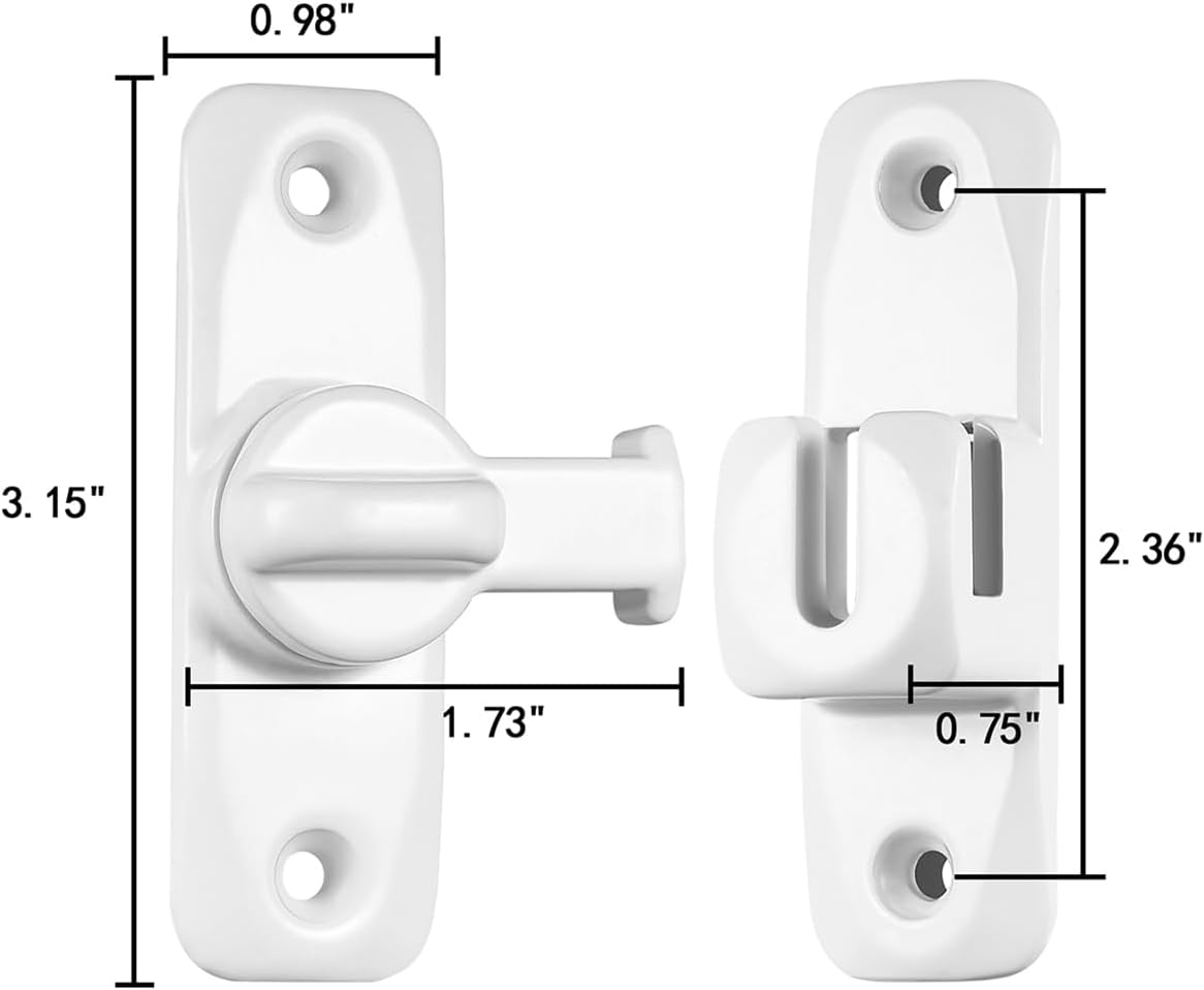 3 Packs White 90/180 Degree Barn Door Lock - Zinc Alloy Right Angle Door Lock Latch, Flip Gate Latches Hardware，for Cabinets,Barn Door,Bathroom,Garden Doors,Sliding Door Latch Gate Latches
