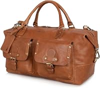Marc Peter Wax Tan Bőr Utazótáska Férfiaknak Hétvégi Weekender Duffel Bag Nagy XL 1