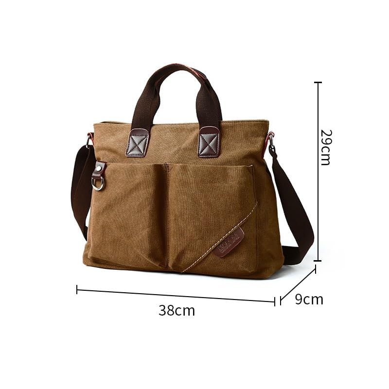 Men Washable Canvas Bag Leather Briefcase Travel Suitcase Messenger Shoulder Tote Pack Handbag2