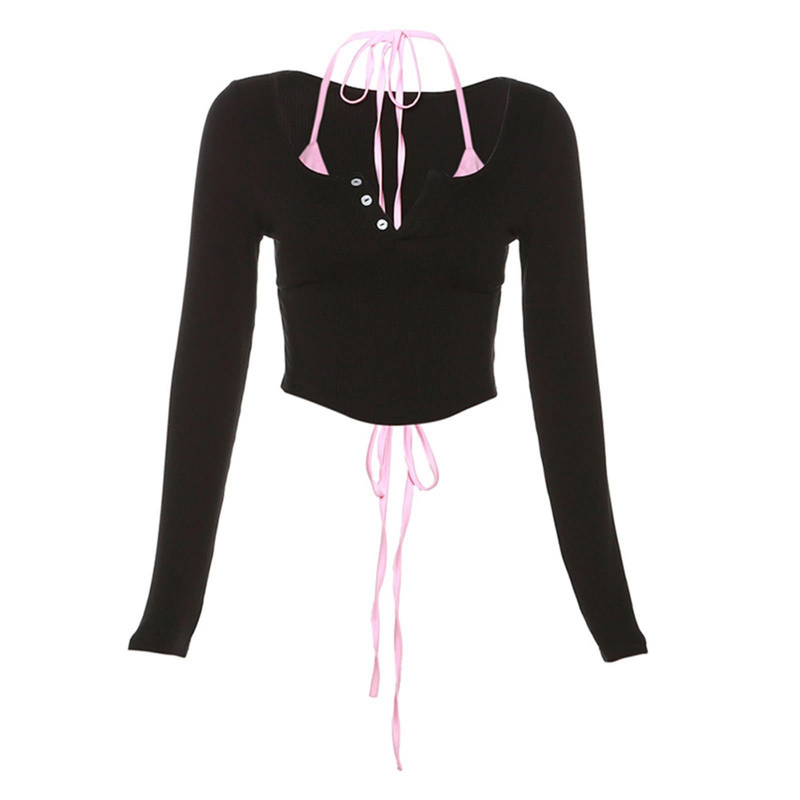 Ensemble t-shirt et haut à petites bretelles noir design minimaliste femme S