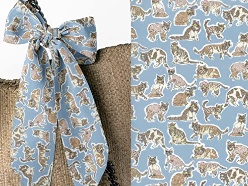 Liberty London Scarf - Choose Length - "Cats" Willoughby Mews Skinny Scarf, Tie Headband, Handbag/Purse flair - Silky Tana Lawn Cotton4