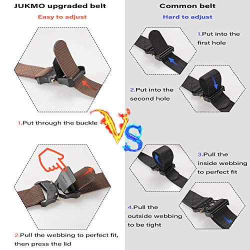 Image of JUKMO Tactical Belt, Military Hiking Rigger 1.5 inch Nylon Web Work Belt | Heavy Duty Quick Release Aluminum Alloy Buckle & Stretch Belt Strap