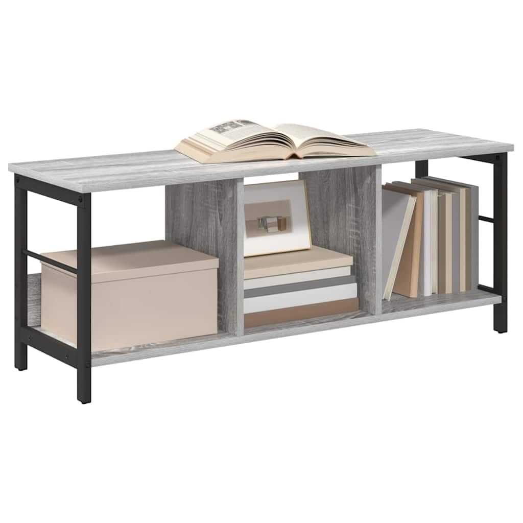Hothingwell Estante 3 Niveles 102x32x40,5 cm Gris Sonoma | Industrial Madera Y Acero, Niveladores Para Suelos Irregulares, Independiente, Para Sala Estudio Oficina