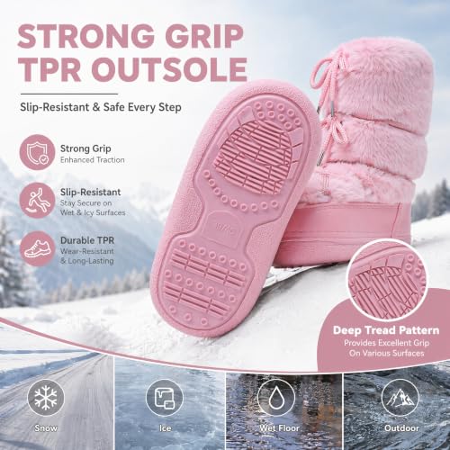 Image of ZHENAIYISHENG Faux Fur Boots for Women - Fuzzy Fluffy Furry Water Resistant Snow Boots for Women - Anti-Slip with Cotton Sponge Lined and TPR Rubber Sole Black White Fur Boots