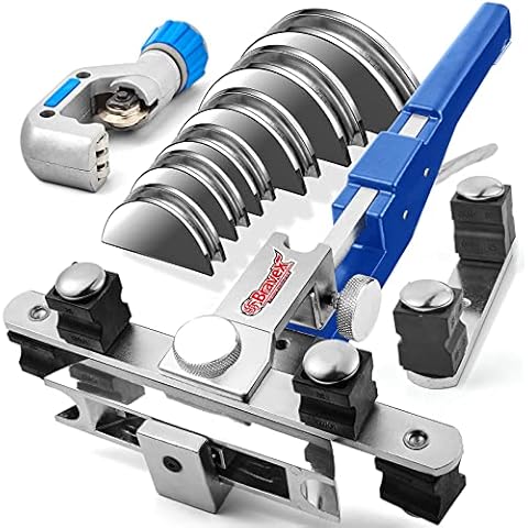 Bravex Tubing Bender Pipe Tube Bender Kit Refrigeration Ratcheting Hand Tool 1/4 to 7/8 Inch with Tube Cutter/Deburring HVAC Tool Refrigeration System Maintenance Cover